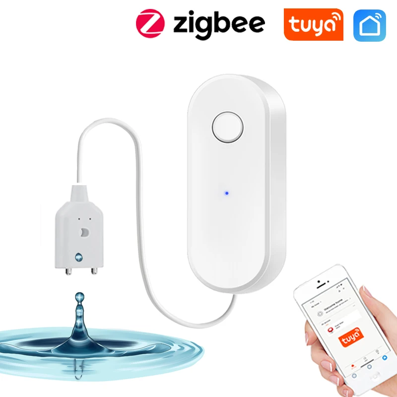 Zigbee Water Sensor Liquid Leak Detector Tuya Smart Life Linkage Alarm App Remote Monitoring Alerts Work With Zigbee Gateway