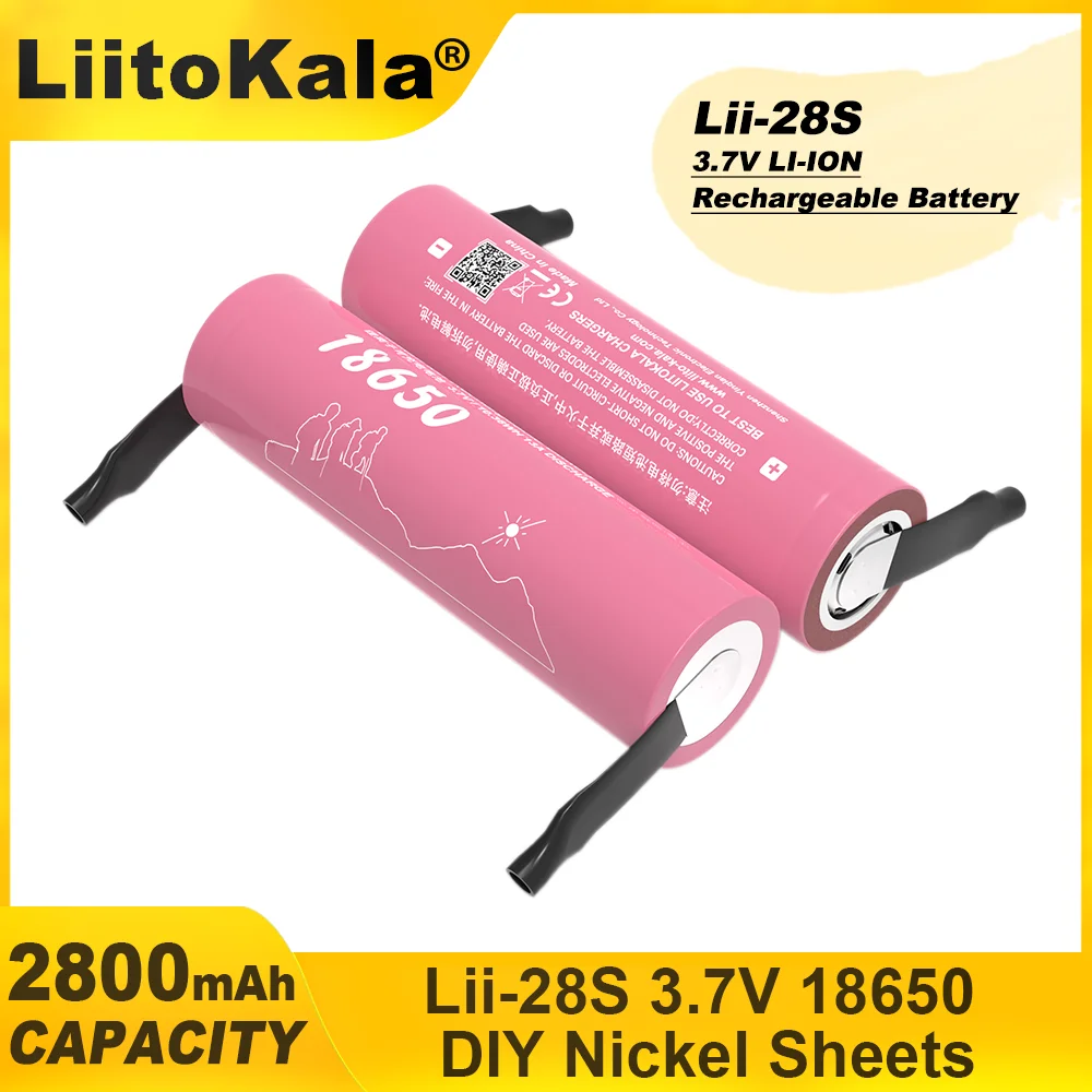 Lii-28S 3.7V 18650 2800mAh 13A daya baterai Lithium isi ulang untuk peralatan listrik senter LED + DIY lembar nikel/runcing