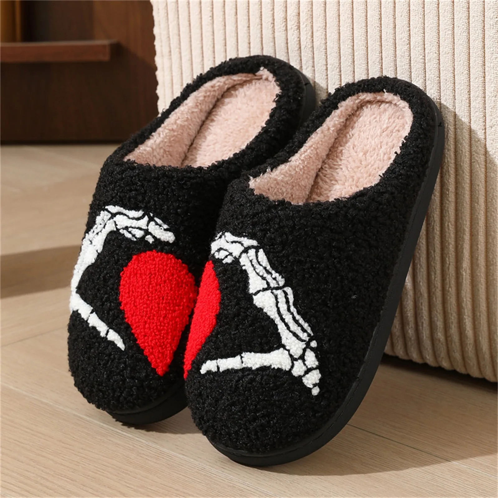 Ghostface Home Cotten Slippers Women'S Winter Halloween Black Warm Plush Slippers Men Flip Flops Indoor Floor Slippers Gift