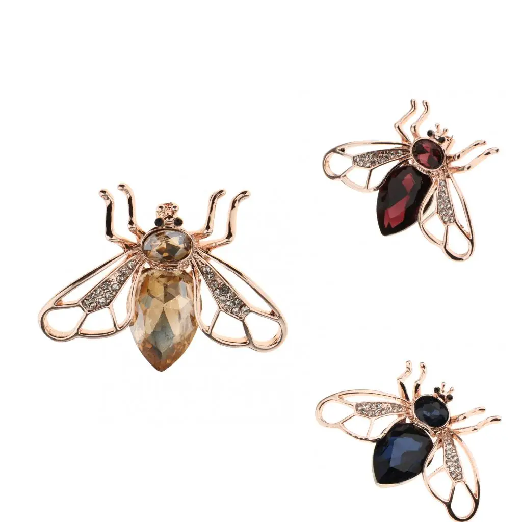 Fashion Honeybee Insect Crystal Rhinestone Brooch Pin Women Wedding Jewelry