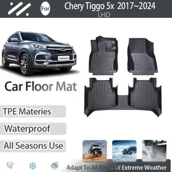 Tappetini Auto per Chery Tiggo 5x4 Pro 5x Pro EMC Wave 3 2017 ~ 2024 tappetini impermeabili LHD copre accessori interni Auto