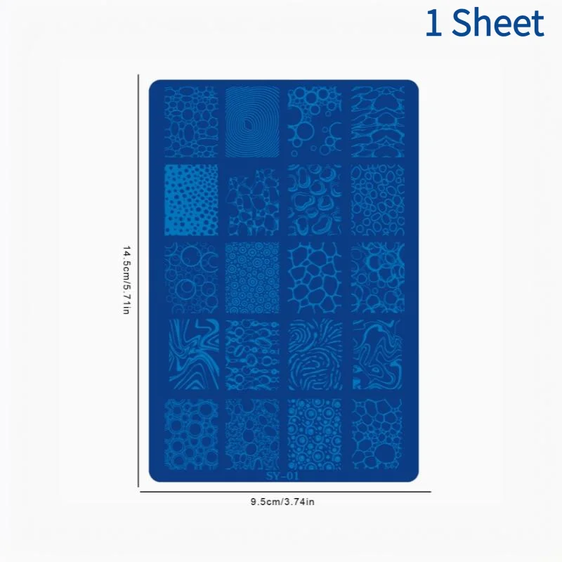1 Sheet Etched Nail Art Stencil High-Precision Bow Flower Lace Checkered Nail Decal Sheets For Reusable Manicure Transfer Tool.