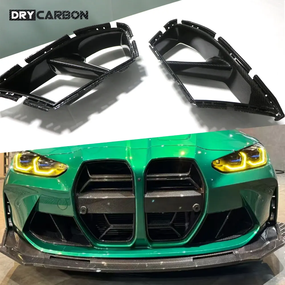 

Dry Carbon Fiber Front Bumper Lip Air Vent Cover Trim Canards for BMW 3 4 Series G80 G82 G83 M3 M4 2021+ FRP Body Kits