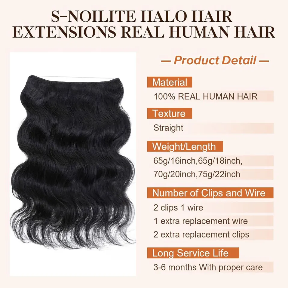 S-noilite Wire In Human Hair Extensions Волнистые регулируемые проволочные наращивания волос Светлые блики Шиньон Невидимая рыбная леска