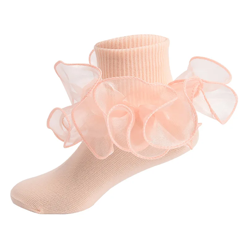 Calcetines de princesa con volantes para niña, calcetín con encaje suave para fiesta de baile, escuela, bebé