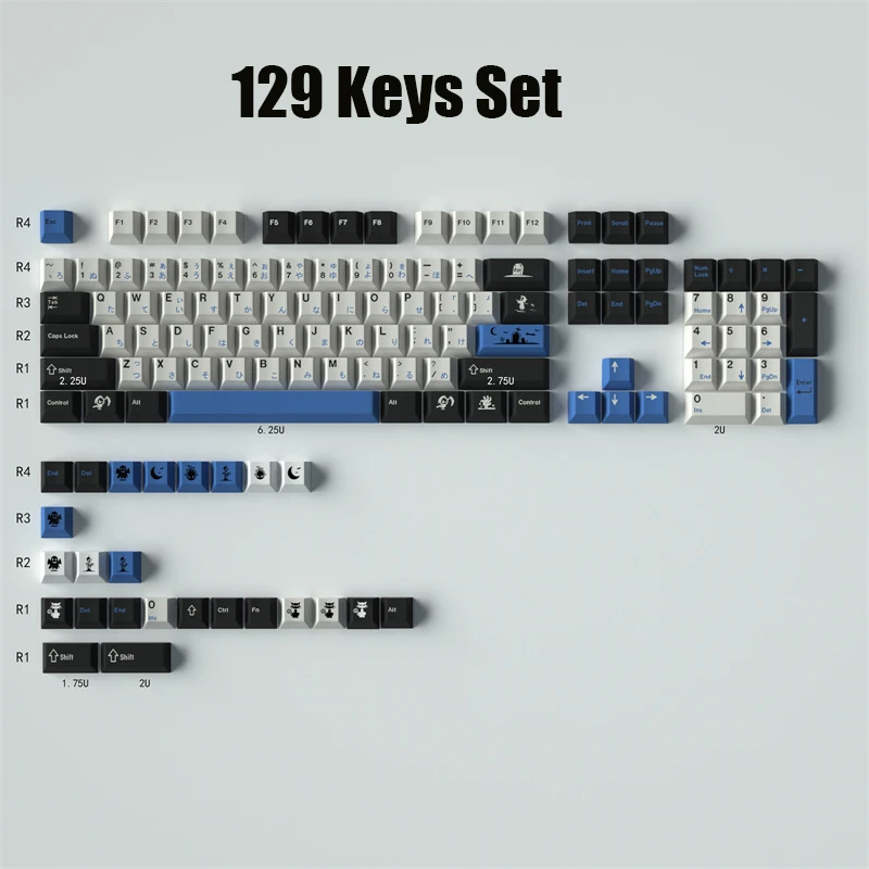 129 Keys Midnight Blue GMK PBT Keycap Cherry Mechanical Keyboard Gamer Five Side Dye-Subbed 2.25U 2.75U 7U Spacebar Alice 80 Pro