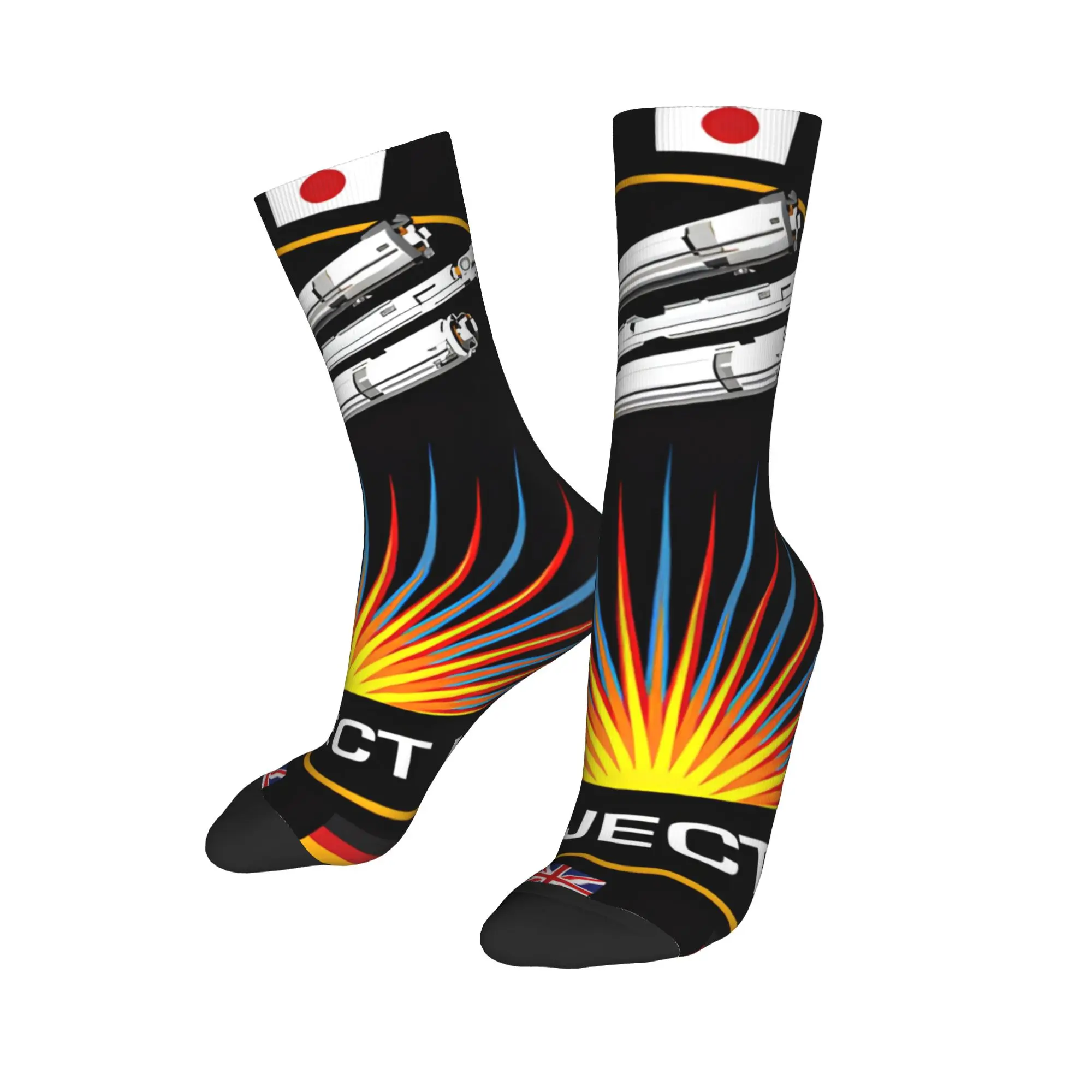 Autumn Winter Colorful Men's Women's Project Hail Mary Spaceship Mission Badge Socks  Breathable Sports Socks