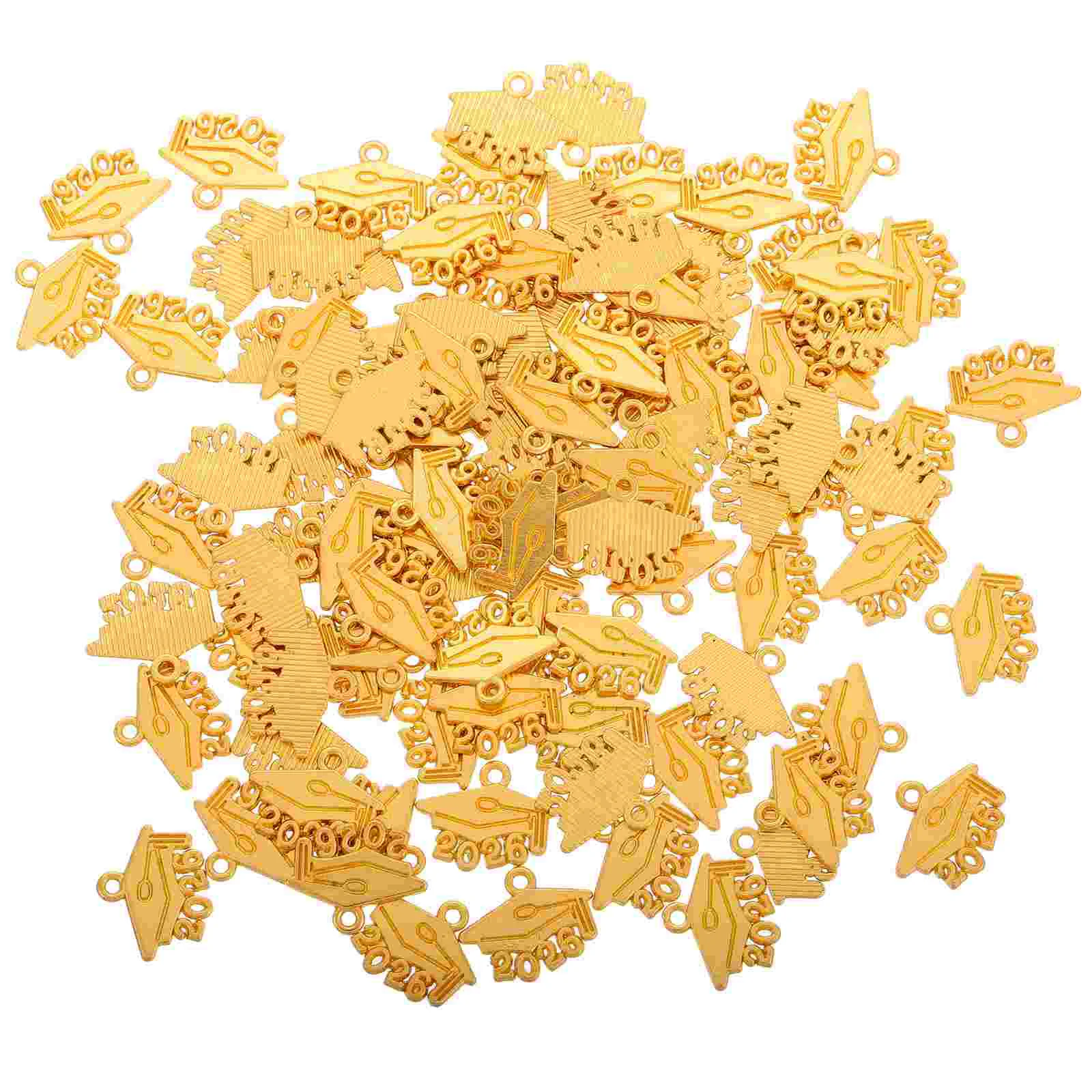 100pcs Alloy Key Graduation Cap Charms Commemorate Golden Tassel Memorial Pendant Creative Design Elegant Durability