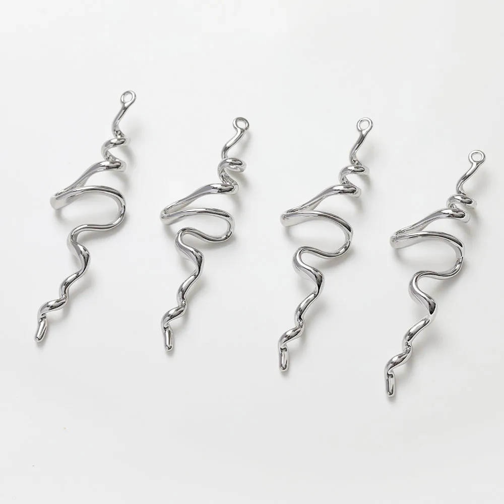 4PCS The Strip Is Irregular Pendant Connectors Charms for Jewelry Making Diy Earrings Supplies Brass 14k Gold Plated  13*46mm