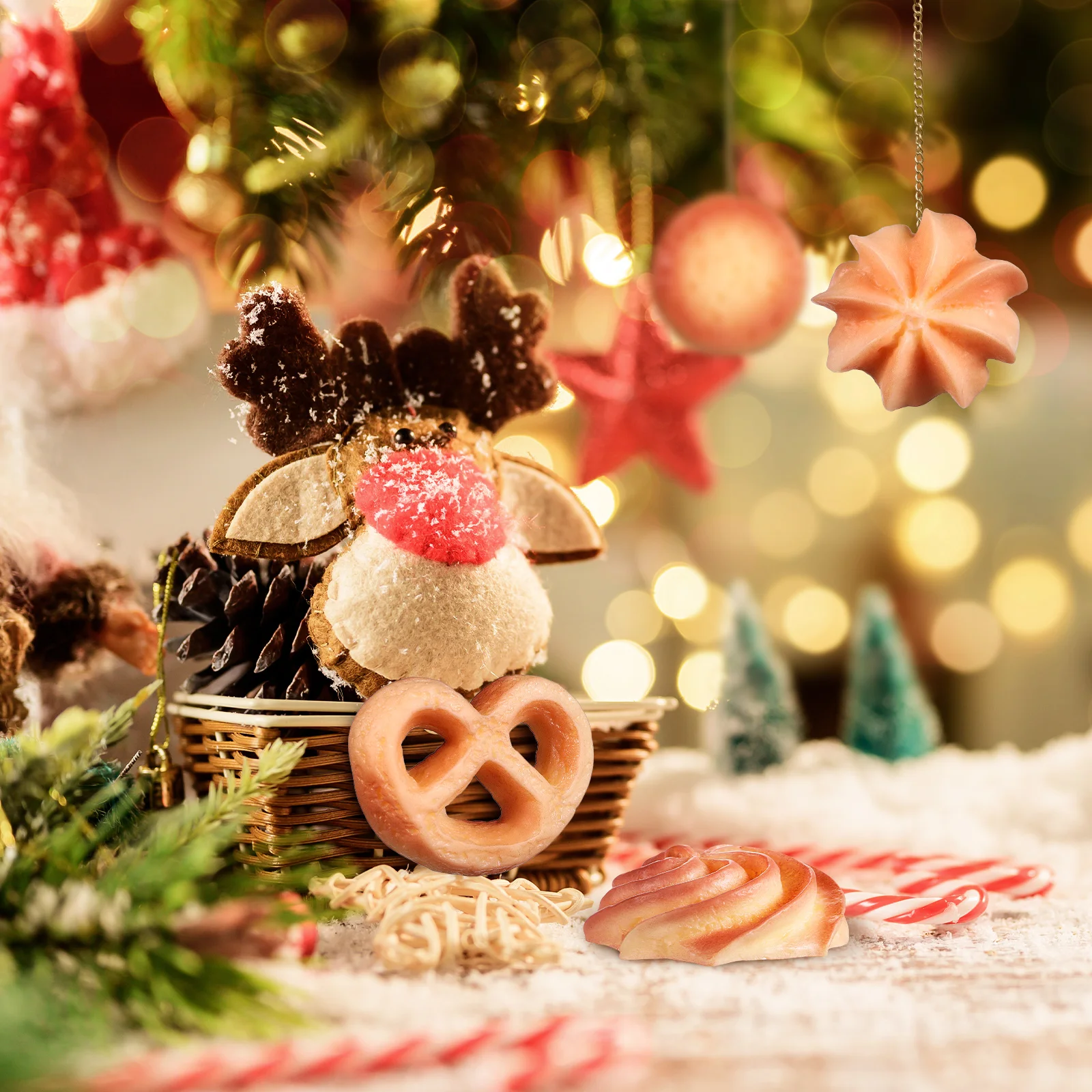 6 個の湾曲したビスケットアクセサリーリアルな人工食品丈夫でありながら柔らかい樹脂ビスケット家の装飾デザートディスプレイ用