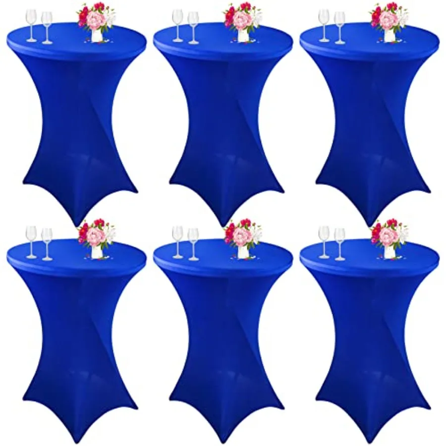 

6 Pack Cocktail Spandex Tablecloth 32"x43" Royal Blue Stretch Square Corners Cocktail Table Cover Fitted High Top Round Table f