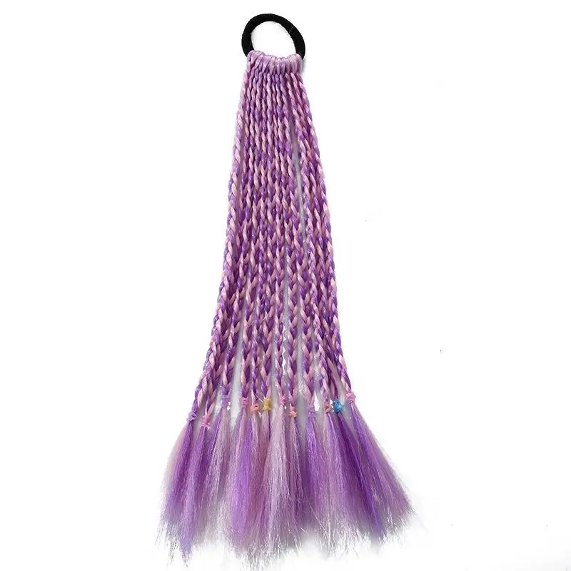 2packs Hot Selling Kids Ponytail Hair Extension Accessory  Ponytail Braids Colorful  Braided for Girls