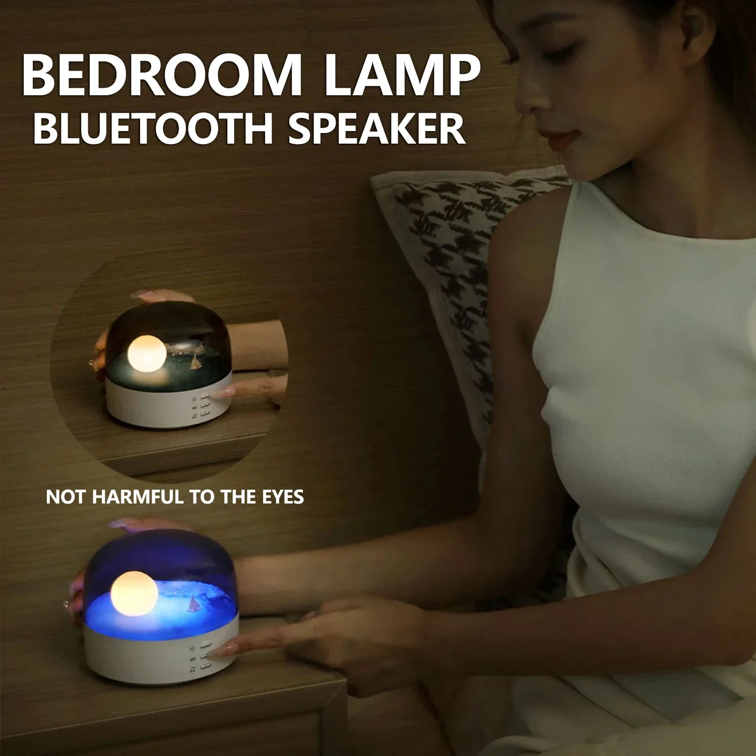 Bluetooth Speaker LED Moon Atmosphere Light Bedroom Sound Dimming Wave Table Lamp Sleep Sound Room Decoration Gift