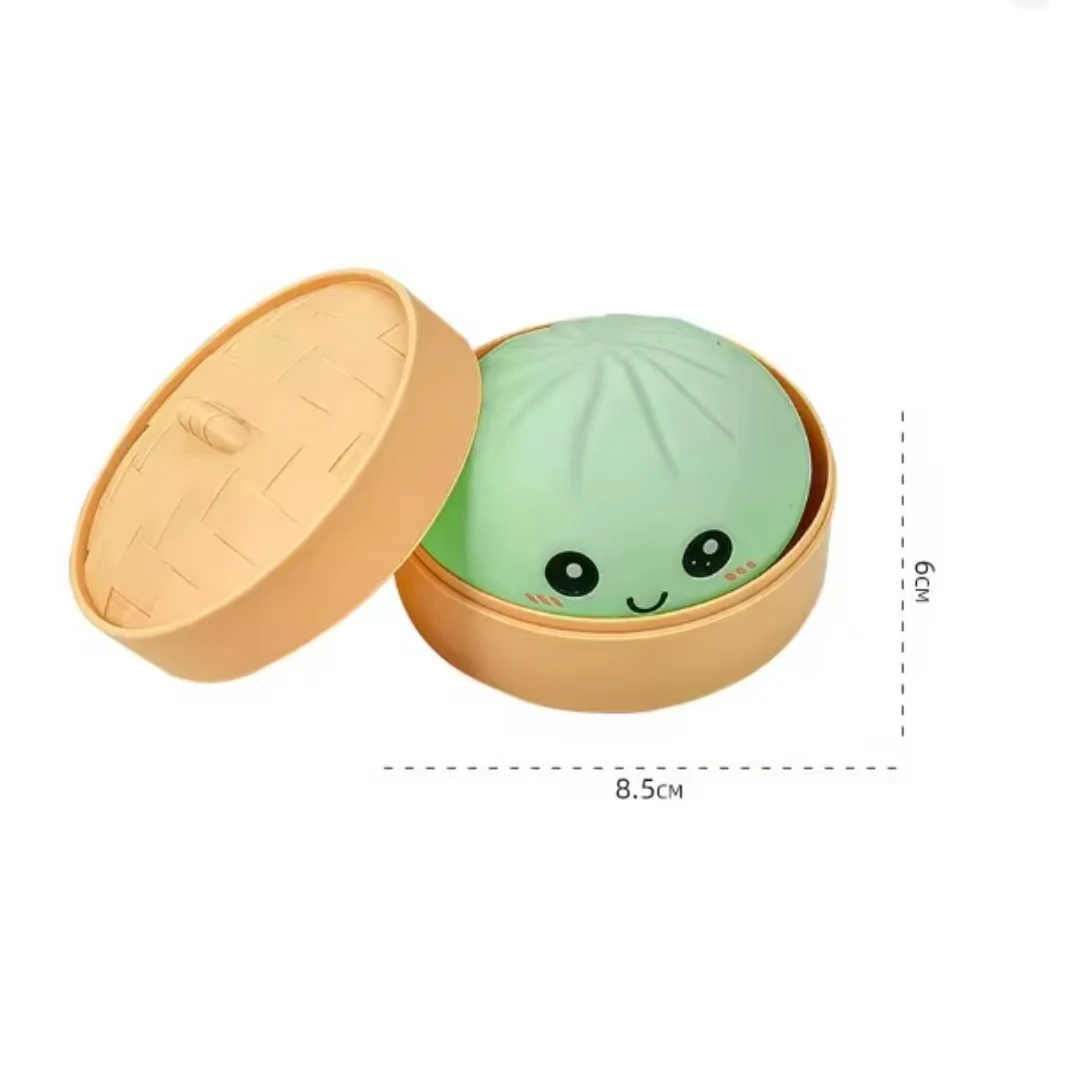 Simulatie Dumpling Squishy Rebound Zachte Knijp Stressbal Met Bamboe Stoommandje Anti-Stress Speelgoed Zintuiglijk Speelgoed Voor Creatief Cadeau