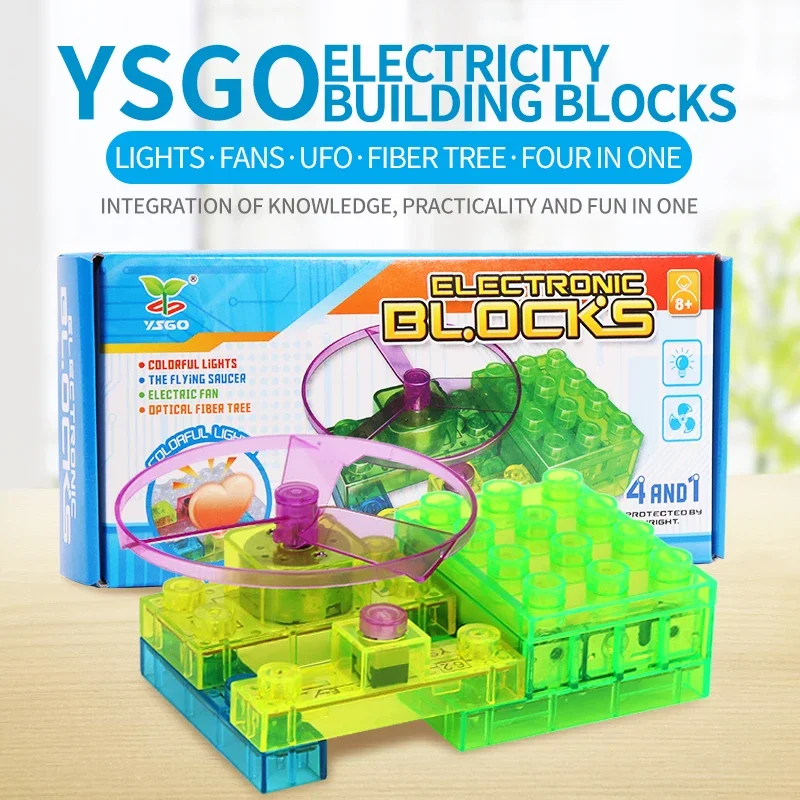 

Electric Energy Building Blocks Children's Circuit Electronic 4-in-1 Assembly Science Education Toy Fan Flying Saucer