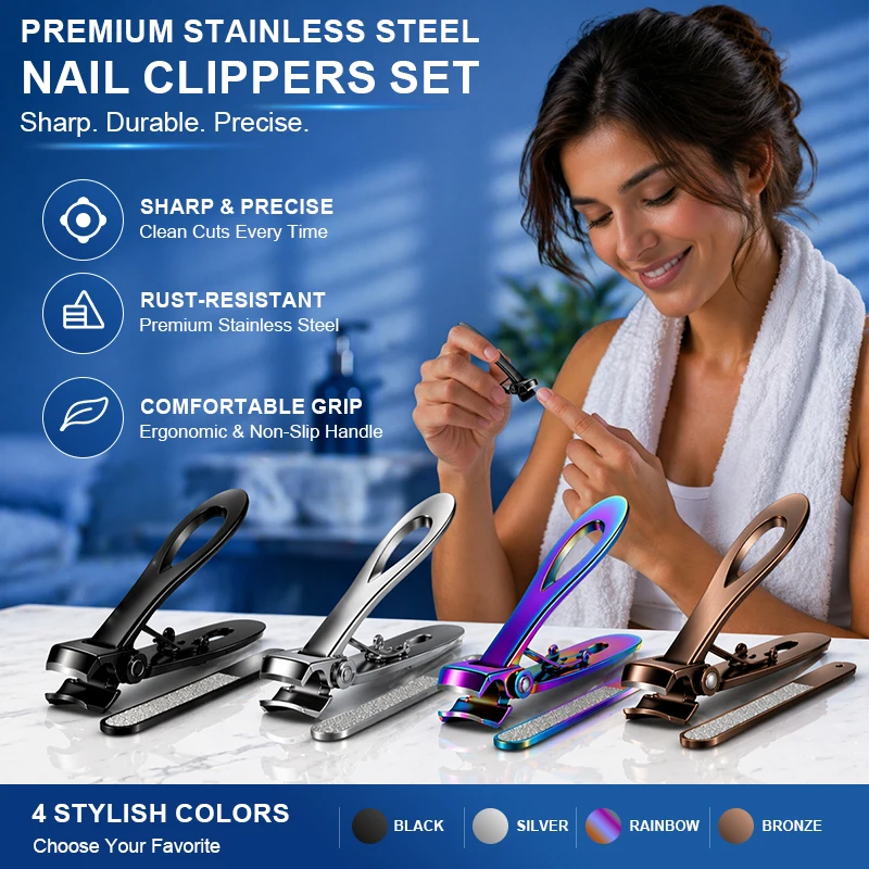 LGRAMER Nail Clipper Set for Thick Nails Wide-Opening Nail Clippers Stainless Steel Sharp and Durable Designed for Men and Women