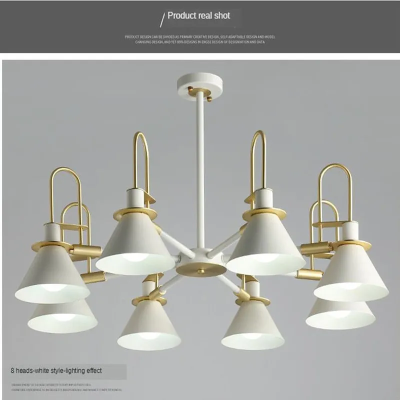 

Multi-color 3/6/8 Chandelier Lamp for Bedroom Kitchen Living Room Modern LED Nordic Horn Cover Pendant Decorative