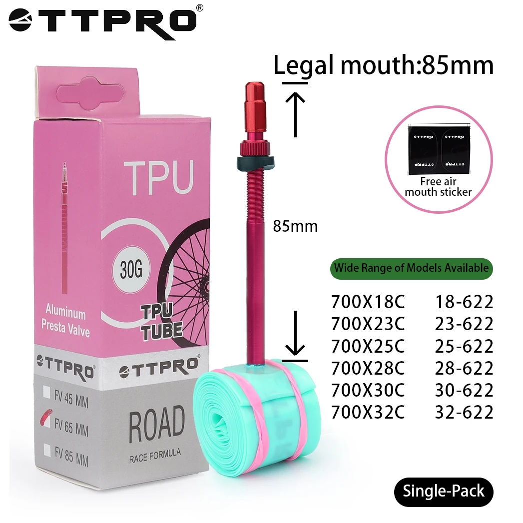 AliExpress UK TTPRO ultralight bicycle inner tube 700 x 18 23 25 28 32 ROAD bicycle TPU tube 45 65 85mm length 28'' ultralight color inner tub