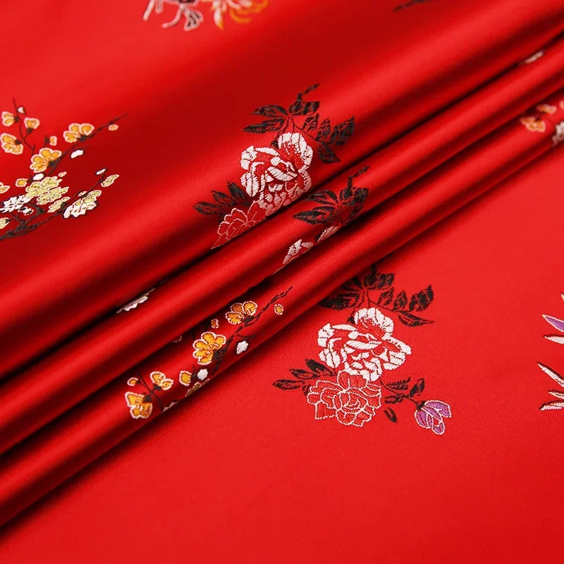 250*75cm Brocade Fabric Material with Beautiful Flower Pattern DIY Sewing Dress Needlework Cloth