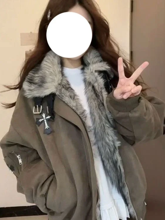 

Thiened, зимняя хлопковая куртка, повседневное теплое женское пальто Aosphere карамельного цвета, длинное пальто на молнии све