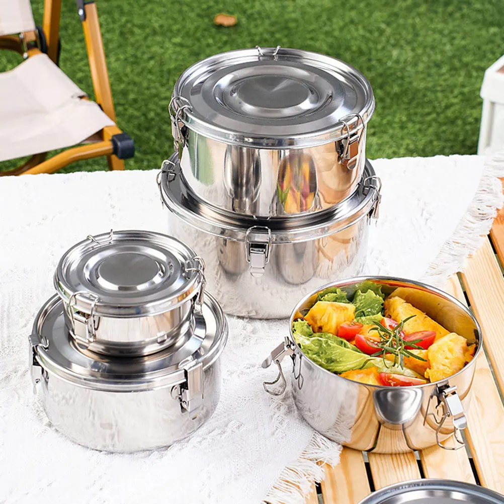 

2pcs StainlessSteel LunchBox Bento 12cm14cm LeakProof Airtight FoodContainer Picnic Supplies Camping Outdoor Storage Box