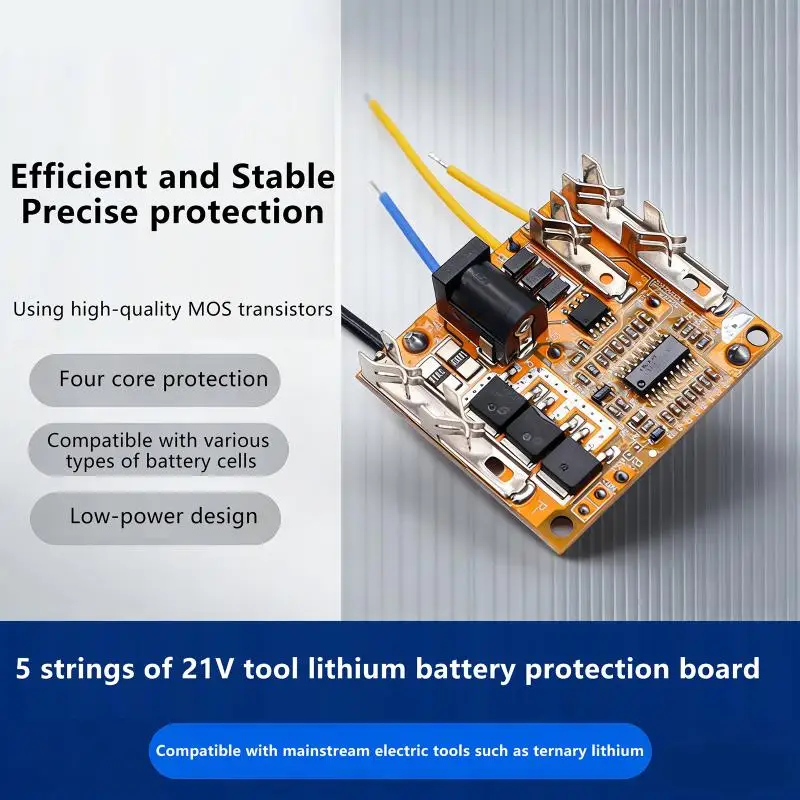 MT5S-50A 21V Li-Battery Protection Board 3 Alloy Charge And Discharge Lithium Battery Pack BMS Module For Mak Electric Tools