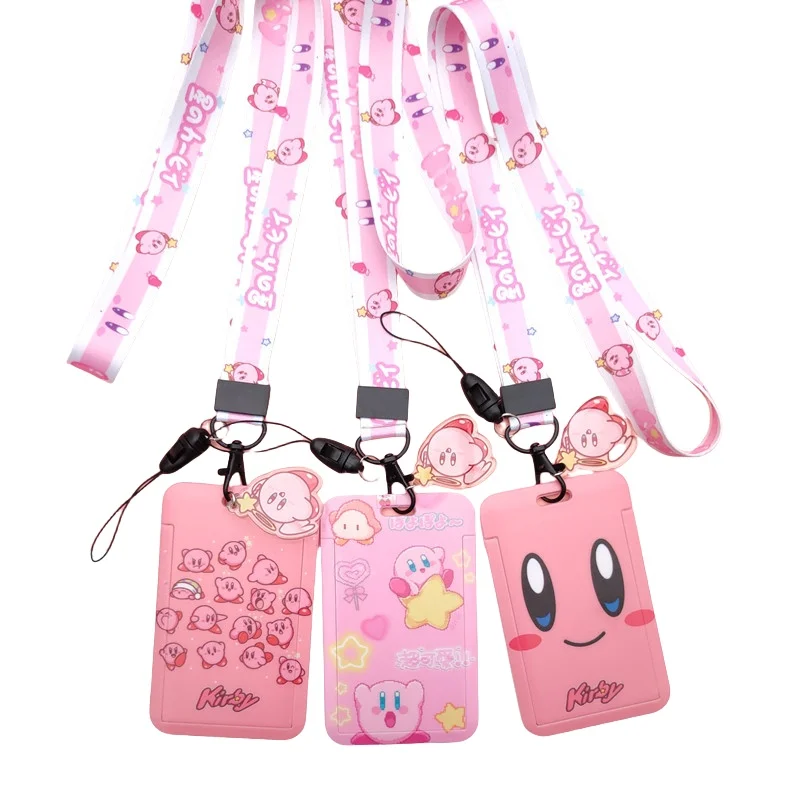 

Bandai Cartoon Creative Kirby Campus Student Long Rope Push Pull Slide Card Sleeve Cute Girl Work ID Ins Lanyard Slide Card Set