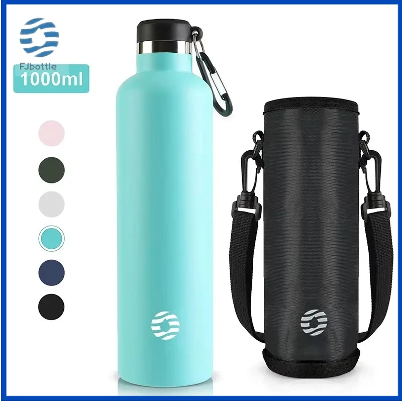 

Fjbottle 1000 мл спортивная колба из нержавеющей стали с вакуумной изоляцией для воды с карабином герметичные термосы без BPA