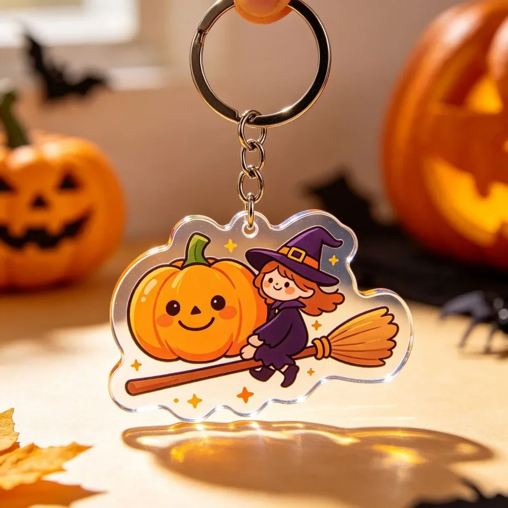 2026-Halloween Haunted House Acrylic Keychain Black Cat Spooky House Key Ring Bag Pendant Halloween Party Gift - view 6