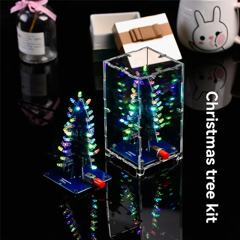 AEF7-DIY Christmas Tree Kits Colorful RGB LED Christmas Tree Electronic Science Assemble Kit For Christmas Trees DIY