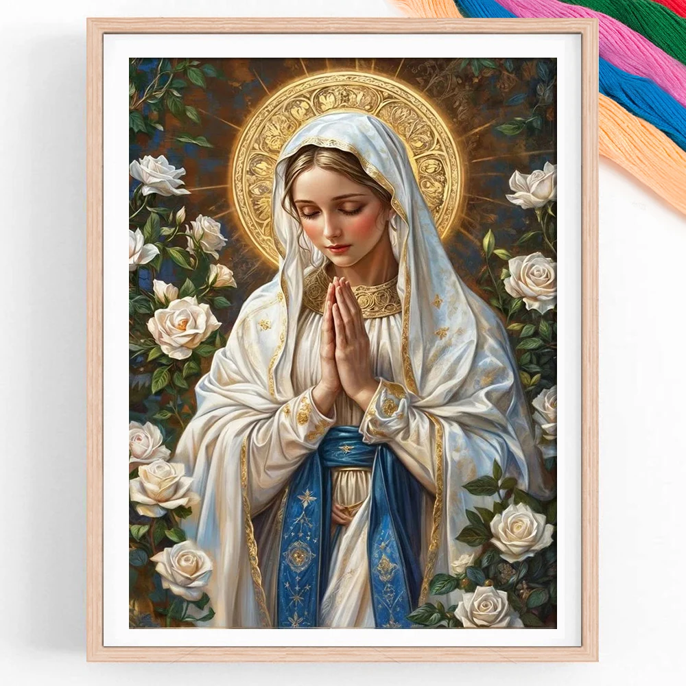 11CT Jungfrau Maria Kreuzstich-Set mit religiösem Porträtmotiv auf Leinwand, Neues Dekorations-Kit