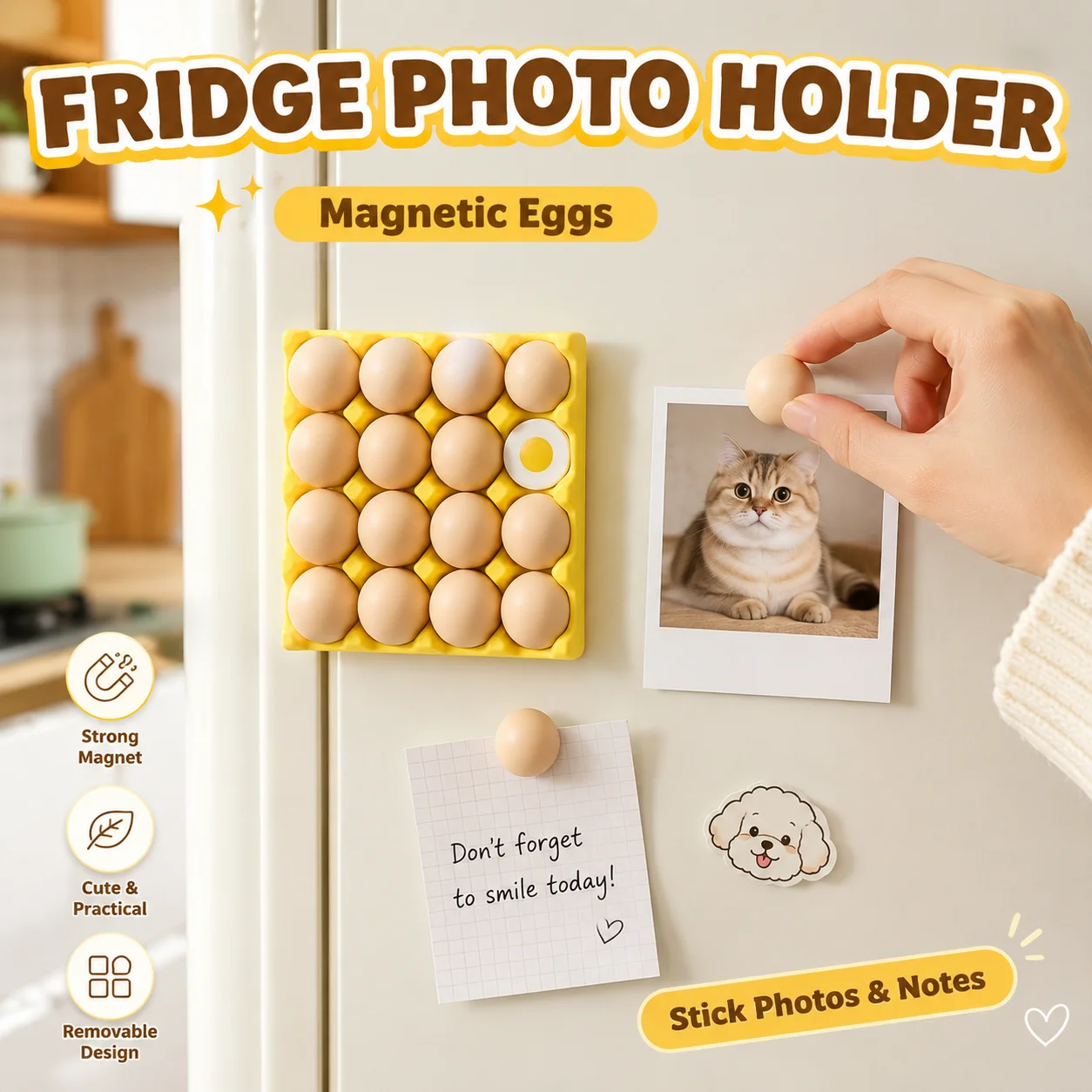 3D Egg Carton Refrigerator Magnet Cute Mini Egg Photo Memo Holder Magnetic Clip for Kitchen Whiteboard Locker Dorm Decor Gift