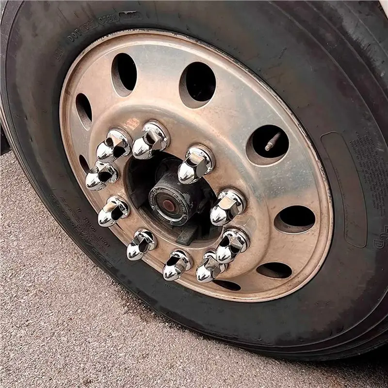 L10A 40PCS 33Mm Chrome Lug Nut Covers ABS Plastic Push-On For Semi Trucks