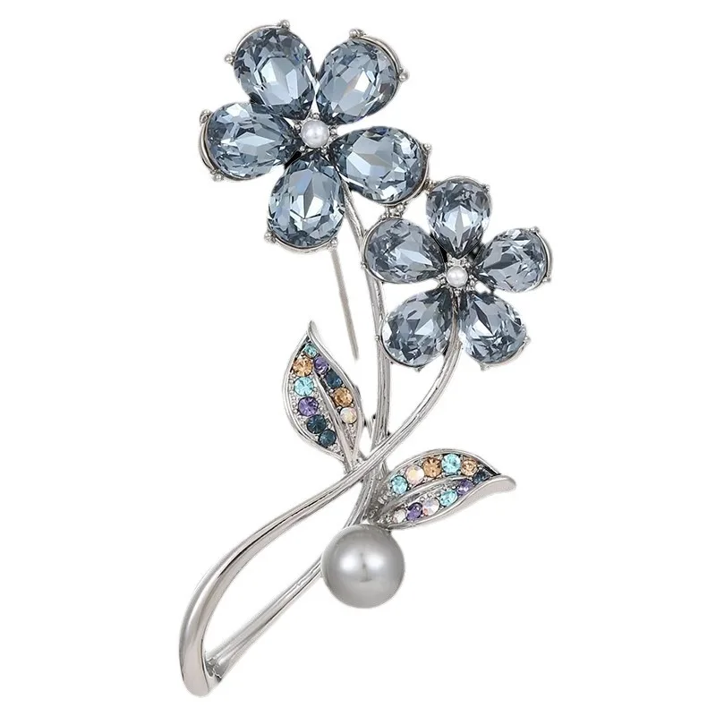 Europa en de Verenigde Staten Youshuangxing broche high-end vrouwen prachtige imitatie kristal bloem corsage niche ontwerp pin c