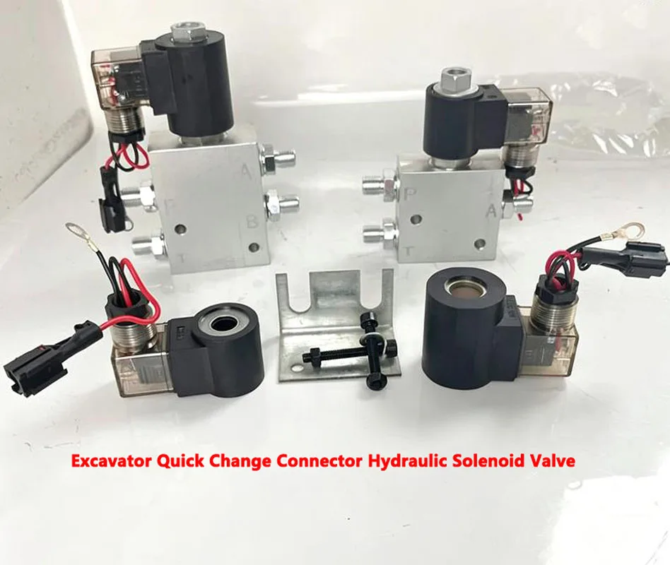 New Excavator Hydraulic Solenoid Valve 12V/24V Quick Change Connector Coil 13mm/16mm