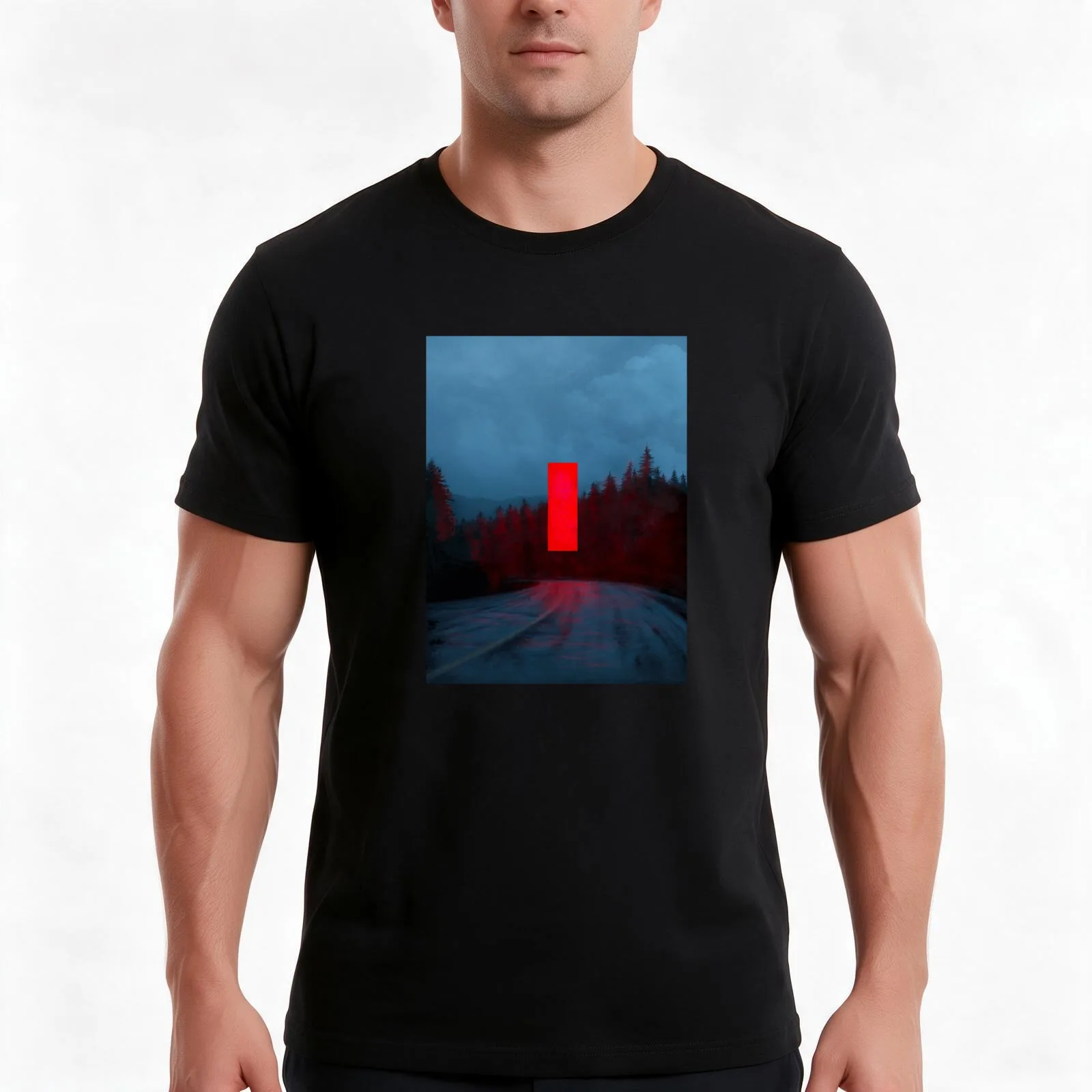 Red Monolith T-Shirt, Summer Casual Cotton Tee, Oversized Streetwear Tops, Vintage Graphic Print, Loose Fit Short Sleeve