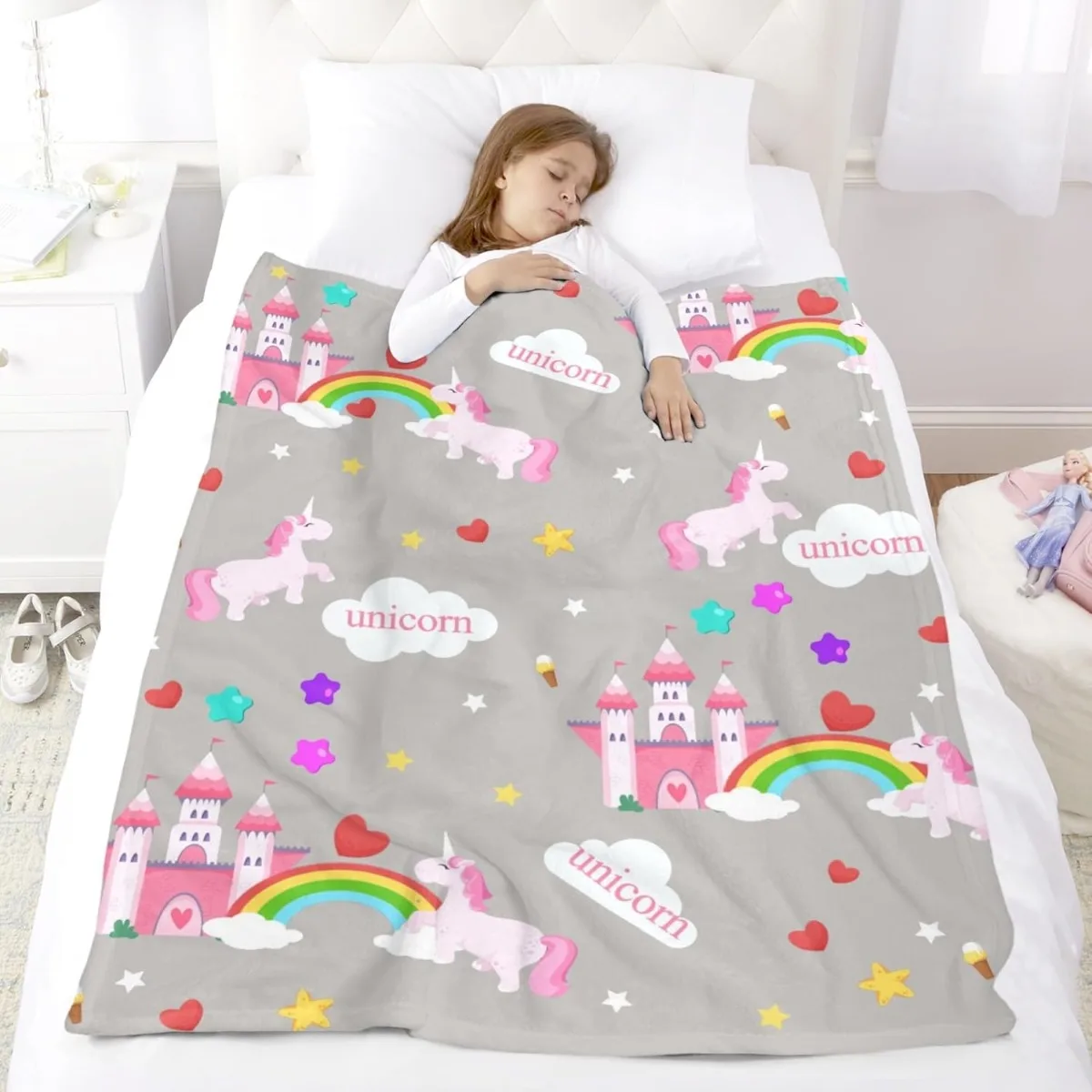 Unicorn Blanket for Girls Girl Pink  for 1 - 12 Year Old, Kids Throw Blanket for Birthday, Warm