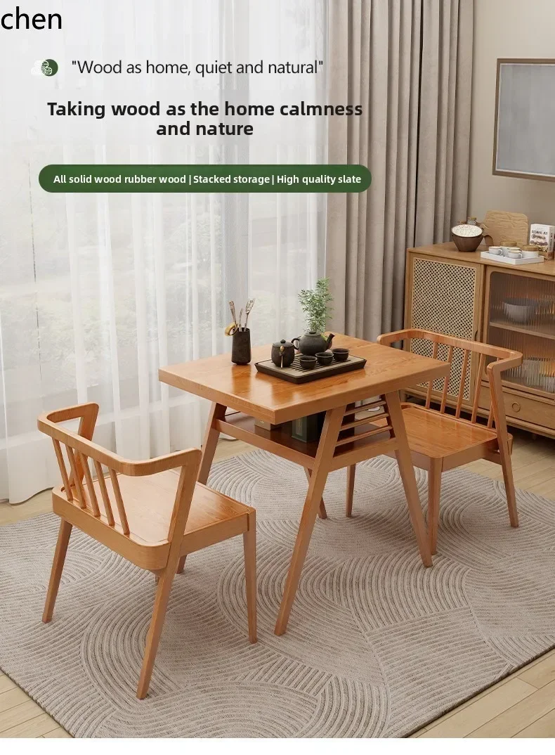 b2 balcony tea table small solid wood household one table and two chairs combination tea table  and chairs three-piece set