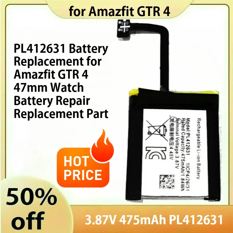 

475 мАч PL412631 Замена аккумулятора для Amazfit GTR 4 47 мм Запасная часть для ремонта аккумулятора часов