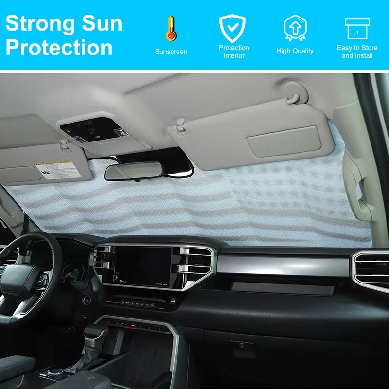 

Aluminum Foil/Silver Tape For Toyota Tundra Sequoia 2022+ Car Front Windshield Anti-UV Sun Shade Car Protection Accessories 1Pcs