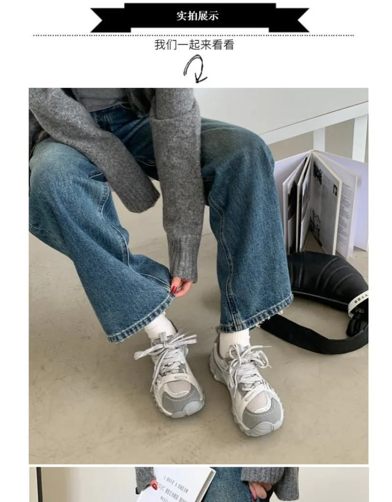 2026 Women Retro Hiking Style Sneakers, Mesh & Suede Patchwork Lace Up Shoes, Non-slip Thick Sole Outdoor Casual Trekky Trainers view 6