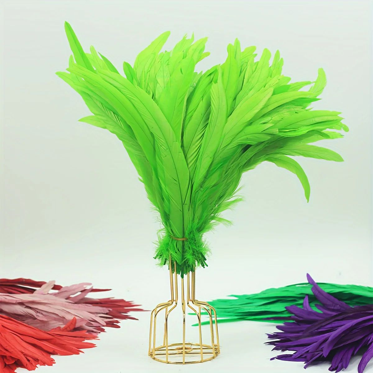 

50pcs Fruit Green Rooster Feathers 25-40cm Natural Feather for DIY Crafts Wedding Party Carnival Headwear Decor Feathers