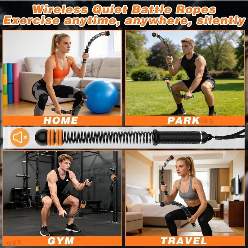 Verstellbares Widerstandsseil, Seilloses Battle Rope für Heimfitness, Ganzkörper-Workout, Fitness-Training, Seilausrüstung – Detail 6
