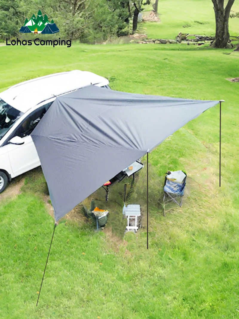 Lohascamping Camping Car Rear Shelter Tent Car side Awning Black Coating Tarp 2x3 Outdoor Waterproof Car Awning Tent for SUV Van