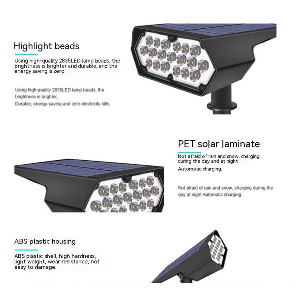 Настенные светильники с солнечной батареей, наружные фонари для газона, фонари для сада, прожектор для двора, дорожки, IP65