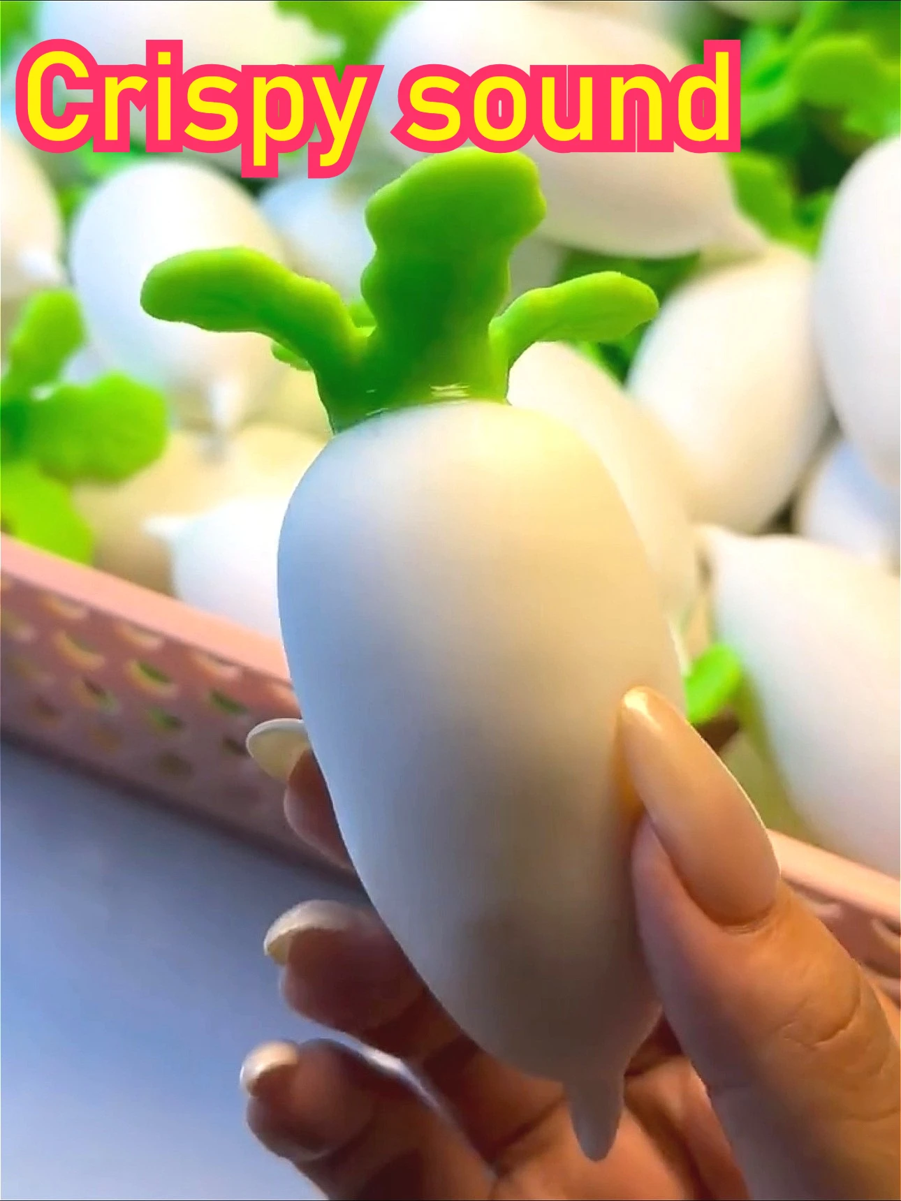 White Radish Squishy Stress Ball Fidget Toy Crunchy Squeeze Toy Round Blocks Filled ASMR Anti Stress Release Hand Relax Gift Toy