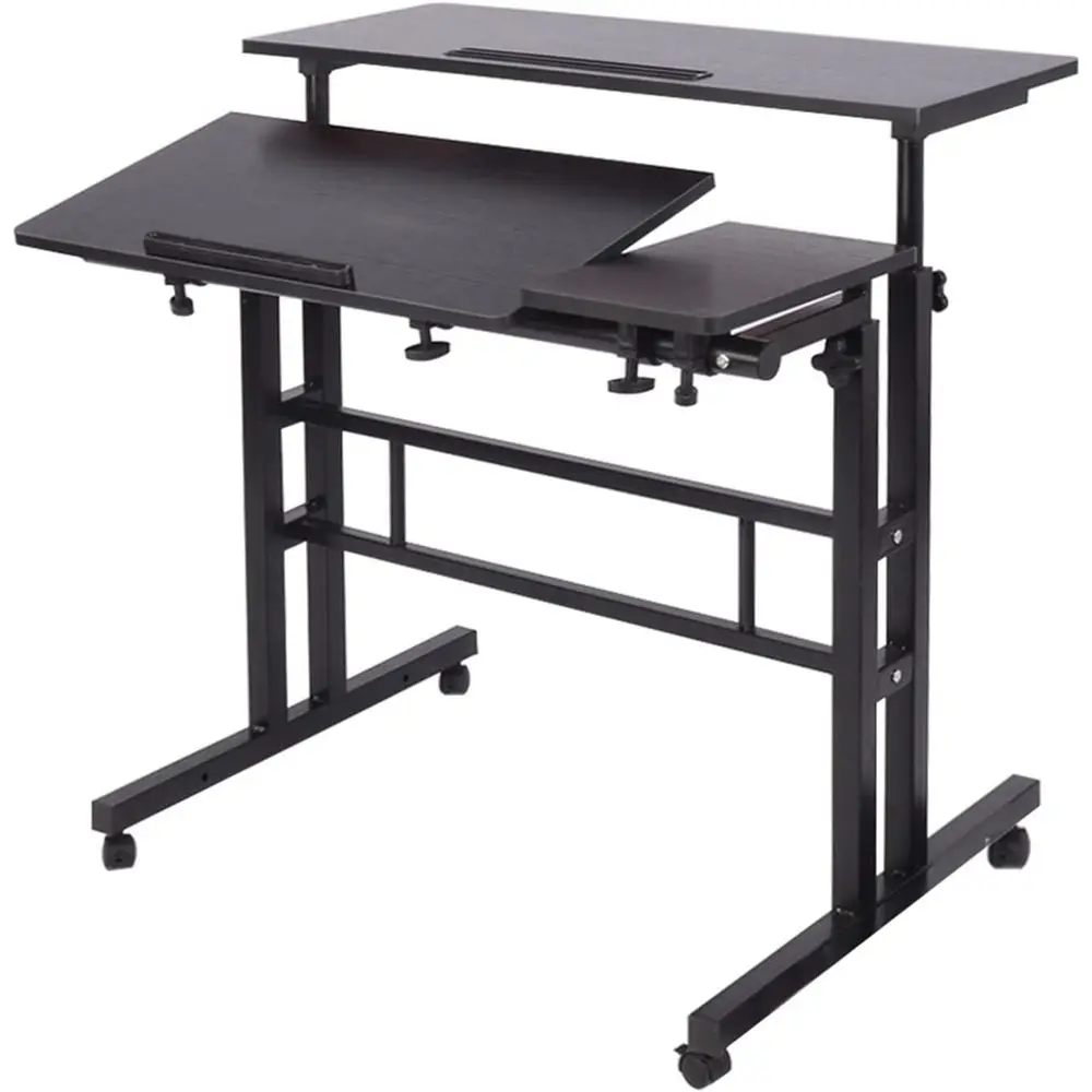 

Portable 31.5 Adjustable Laptop Desk with Cart Tray and Stand, Black