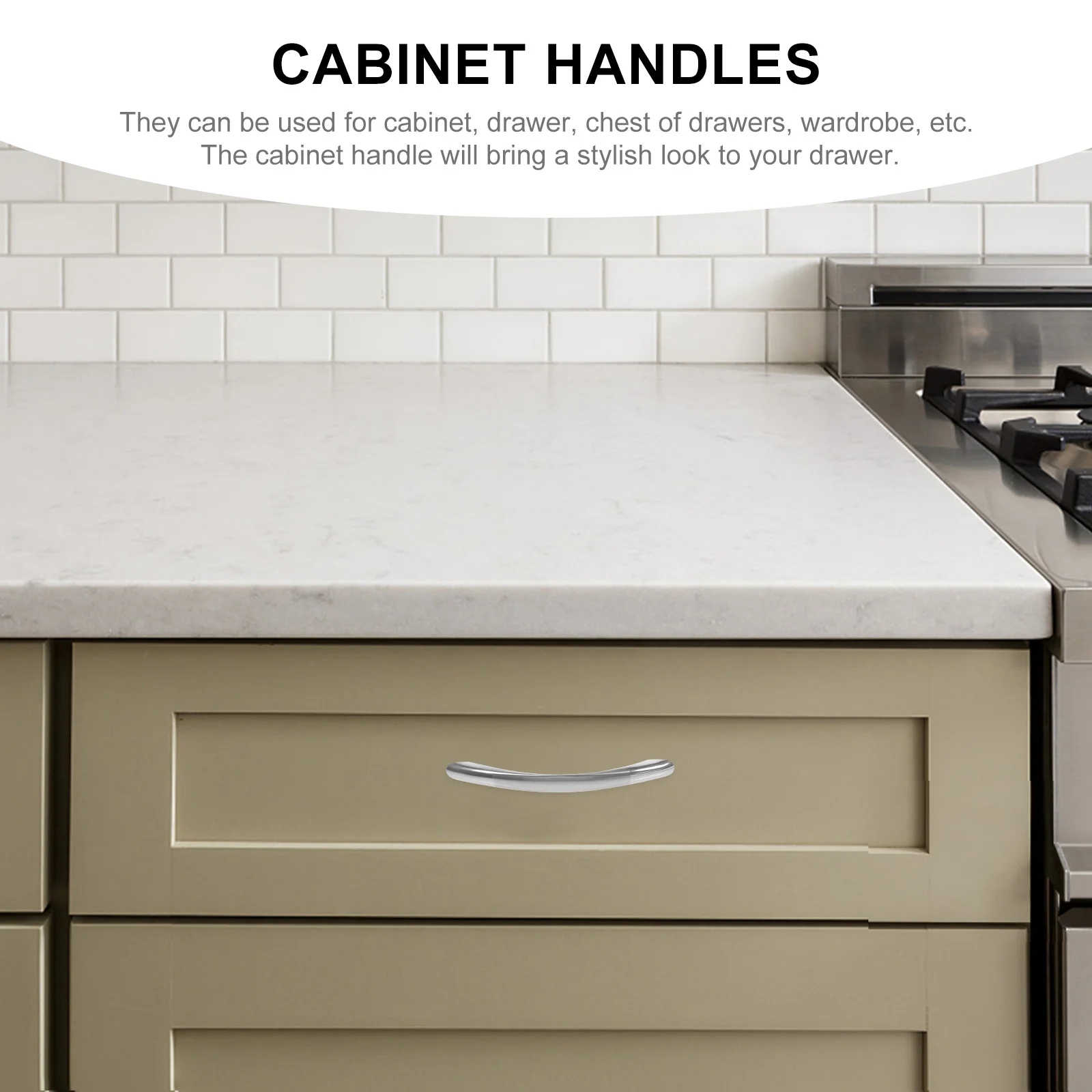 

4Pcs Arch-Shaped Cabinet Handles Zinc Alloy Strong Durable for Wardrobe Kitchen Drawers Cupboards Silver Pulls