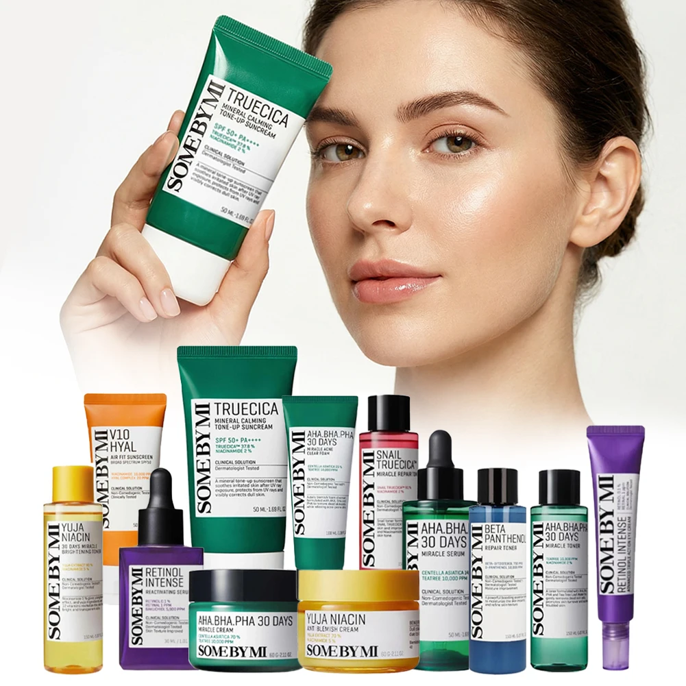 SOME BY MI AHA BHA PHA 30 Days Miracle Skin Care Lotion Face Cream and Cleanser Made from Tea Tree Leaf Water for Sensitive Skin