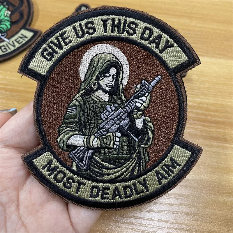 Military Gun Tactical Patch Angel Rabbit Penguin Fight or Flight Morale Badge Embroidery Applique Backpack Hook & Loop Patch